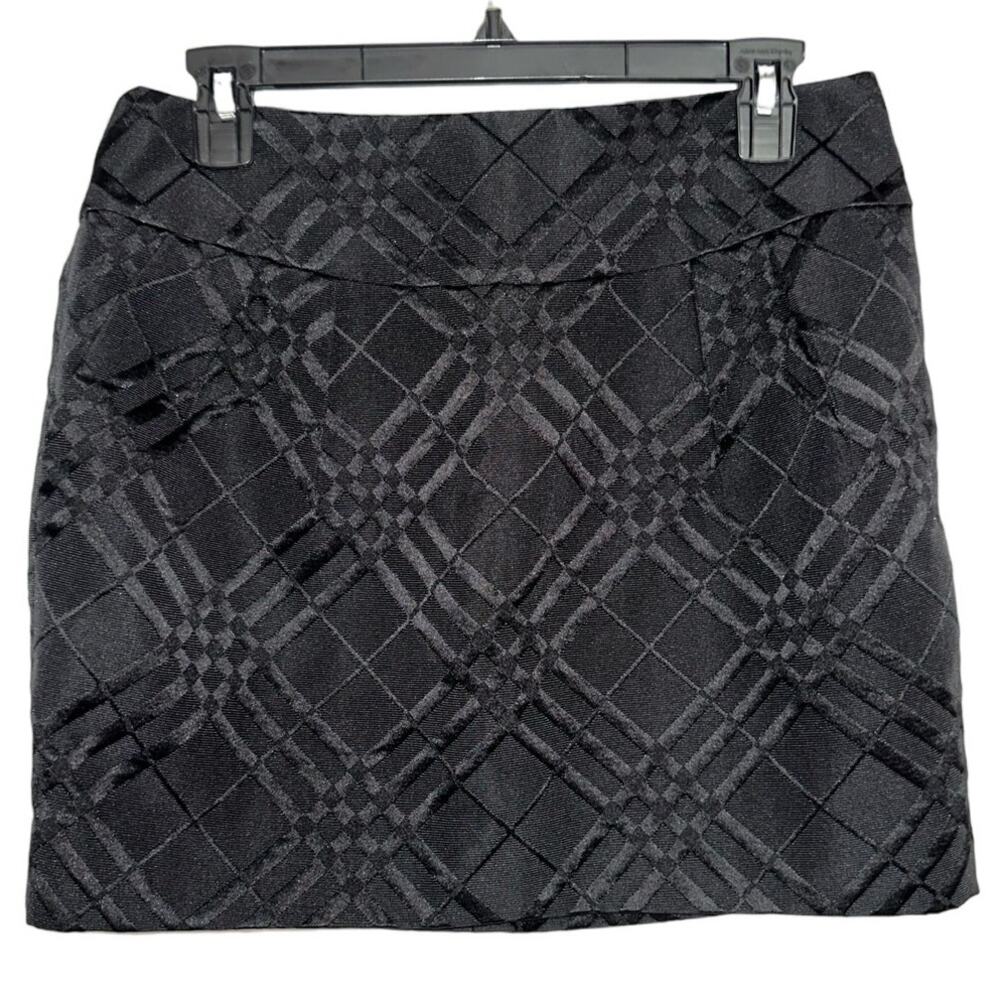 BCBG MAX Azria Preppy Blair Waldorf Career Mini Skirt Black Velvet 4 Pockets